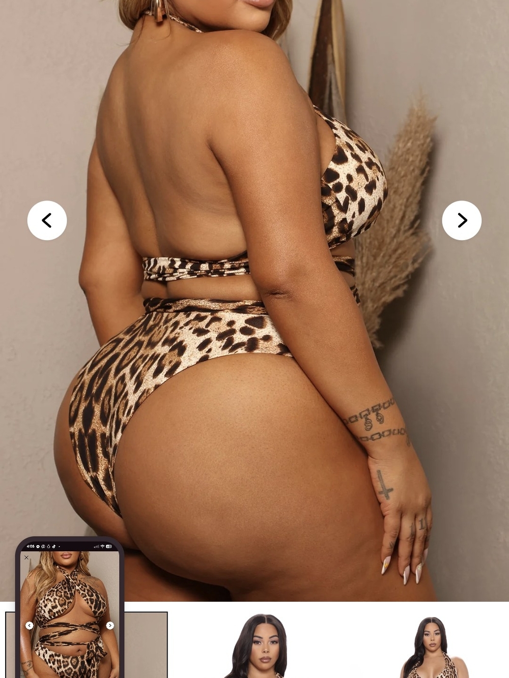 Fashion Nova Leopard Print Wrap Bikini Set - Brown & Black - Picture 3 of 4